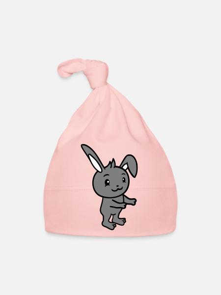 Hase Umarmung Häschen Nagetier Kleintier niedlich - Baby Bio-Mütze - Rosa - Vorne