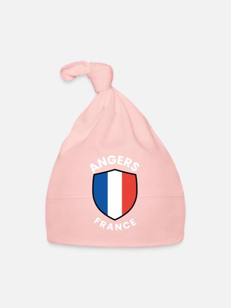 Angers France Shield Emblem - Organic Baby Cap - pink - Front