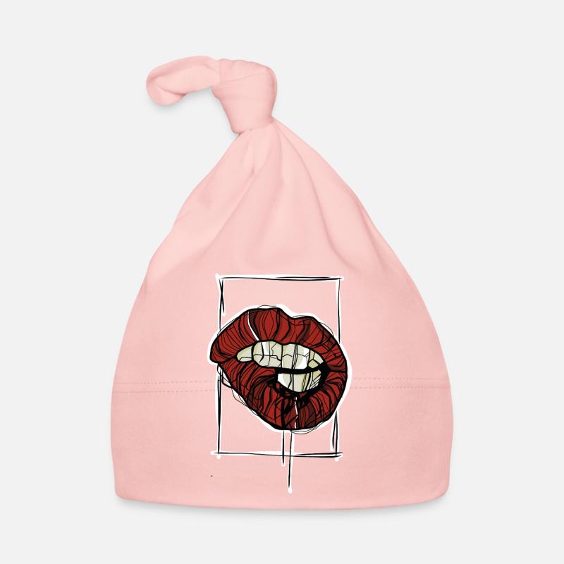 Red Lips Graphic Graphic Sketch Organic Baby Cap