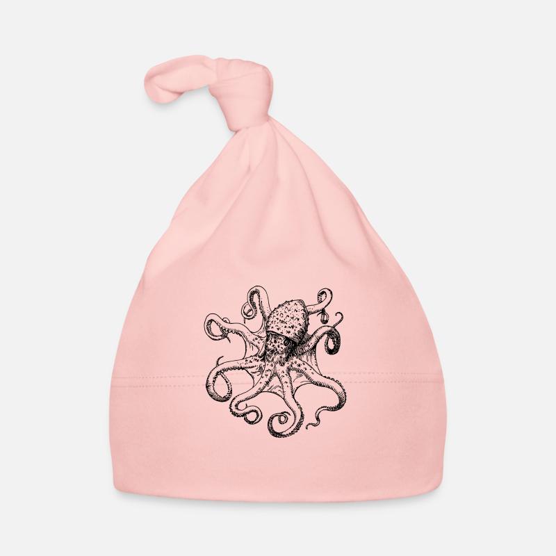 poulpe géant calmar, poulpe, calmar, poissons seiche - Bonnet bio Bébé - rose