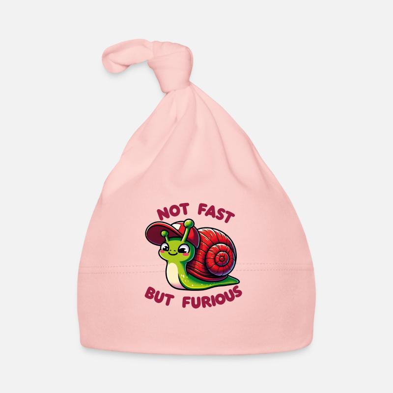Petit escargot mignon avec casquette de baseball - Bonnet bio Bébé - rose