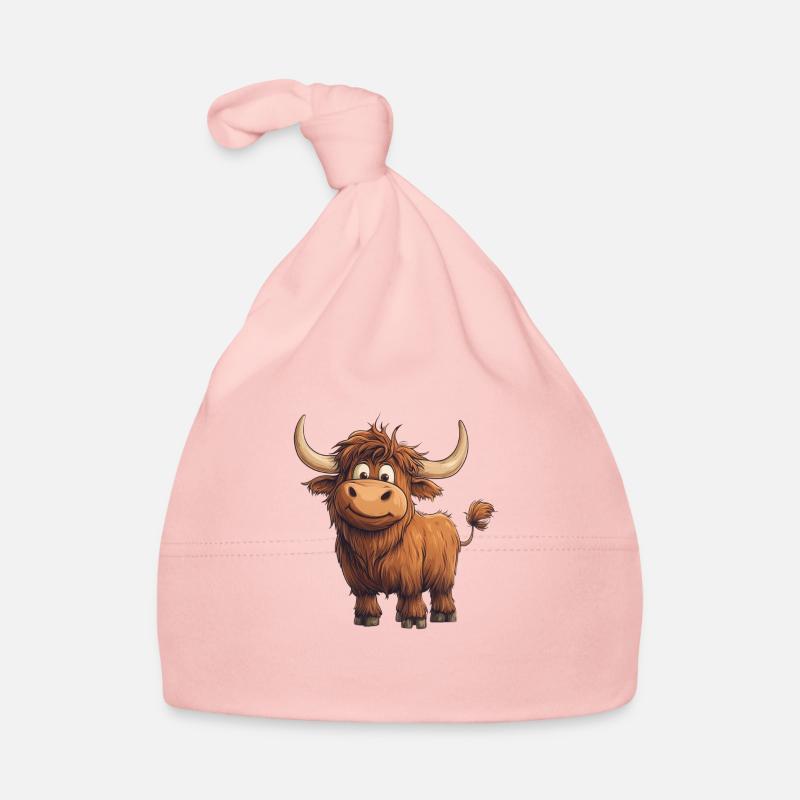 Bovins écossais des Highlands - Bonnet bio Bébé - rose