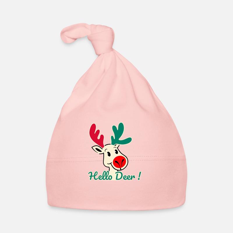 Hello deer ! le renne joyeux - Bonnet bio Bébé - rose