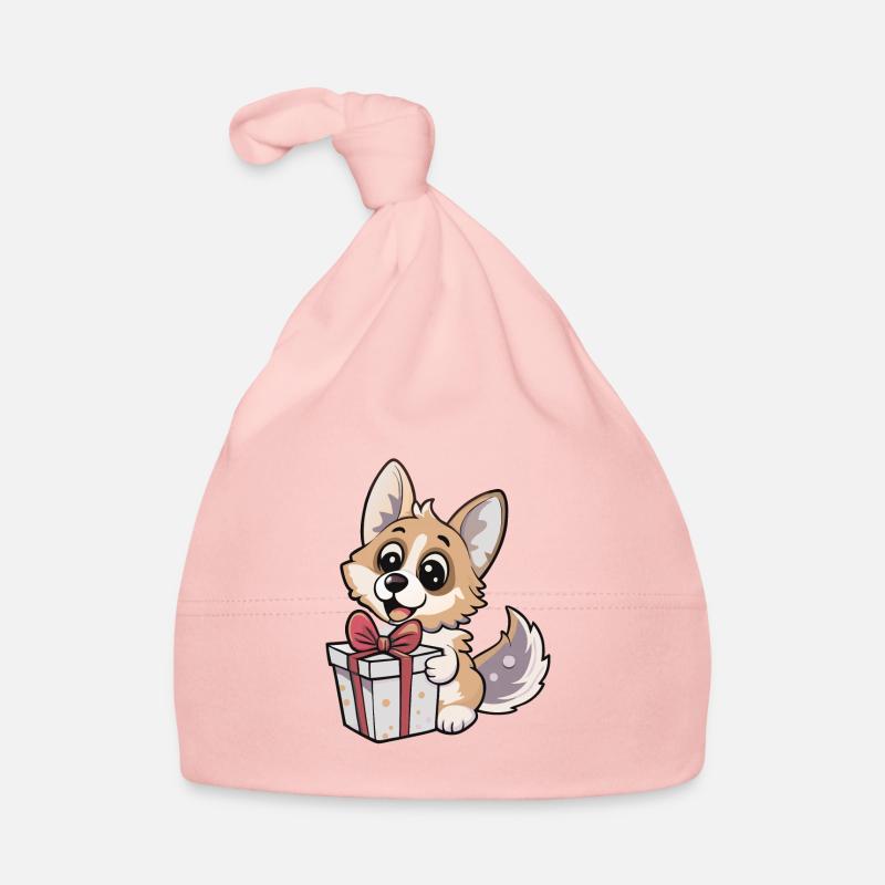 Cute wolf unwrapping gift - Organic Baby Cap - pink