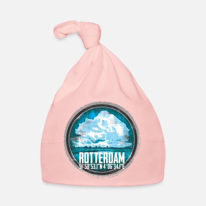 Rotterdam Skyline and Coordinates Design Organic Baby Cap
