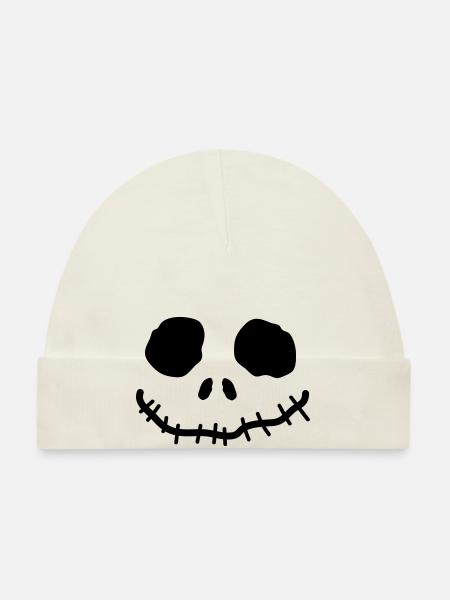 crâne d'halloween - Bonnet bio Bébé - rose - Devant