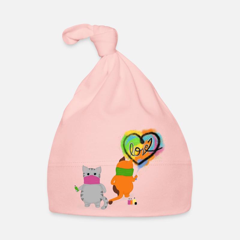 La guérilla du graffiti répand l’amour - Bonnet bio Bébé - rose