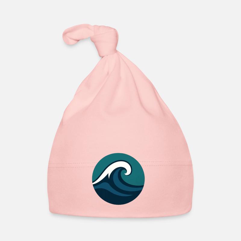 Vague de l’océan stylisée - Bonnet bio Bébé - rose
