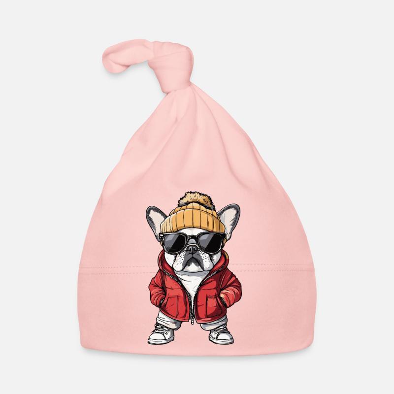 Buldog Français Chien Bande Dessinée Cool Bonnet bio Bébé