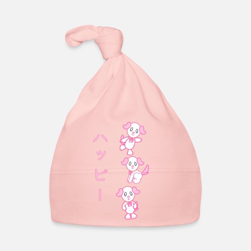 KawaiiDOGGOS - Imprimé « Happy » de Luv - Bonnet bio Bébé - rose