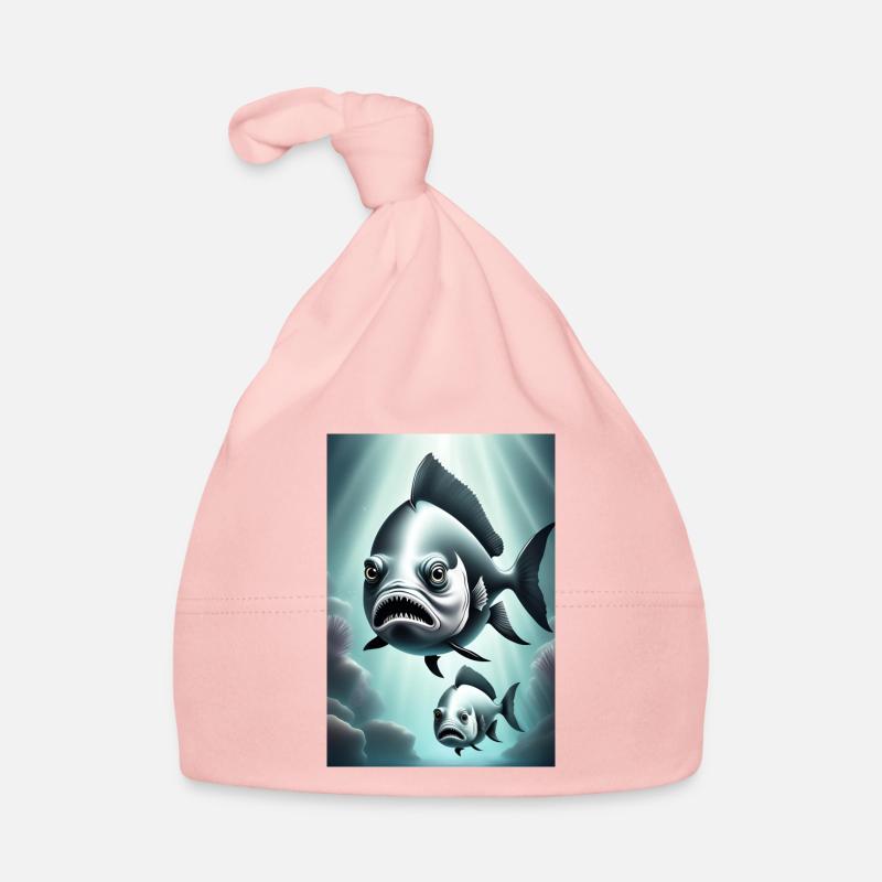 Conception de poisson effrayant en noir et blanc Bonnet bio Bébé