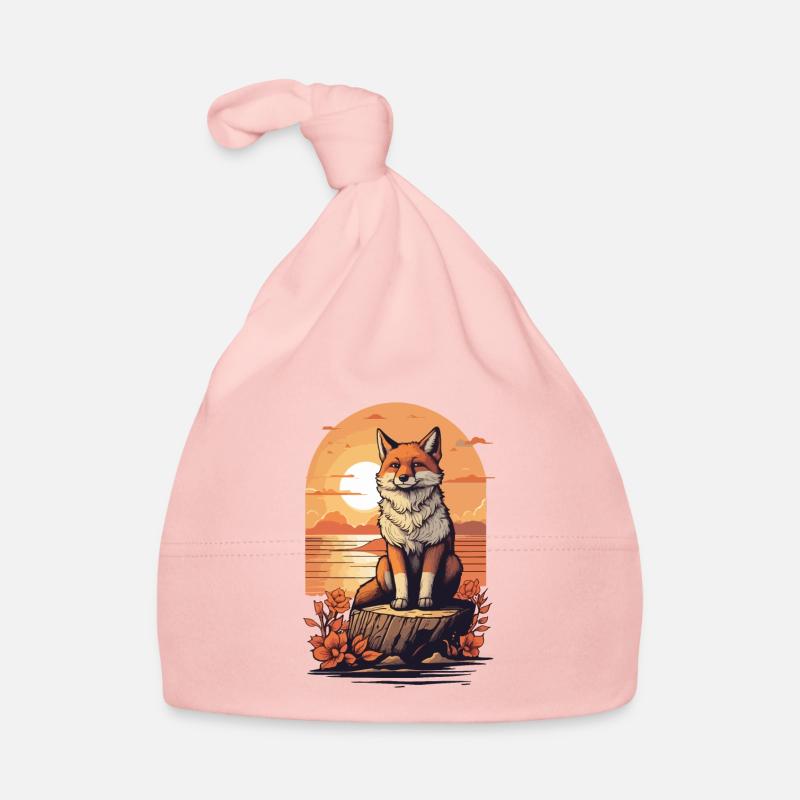 Mignon renard cool regardant le coucher du soleil Bonnet bio Bébé