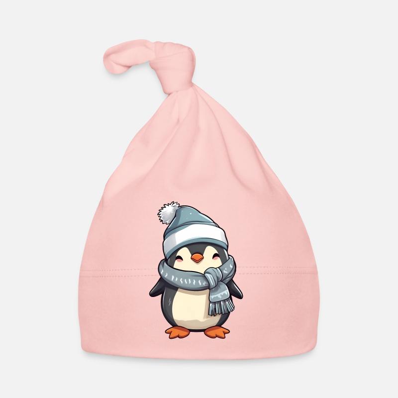 Cute penguin in festive winter look! Organic Baby Cap