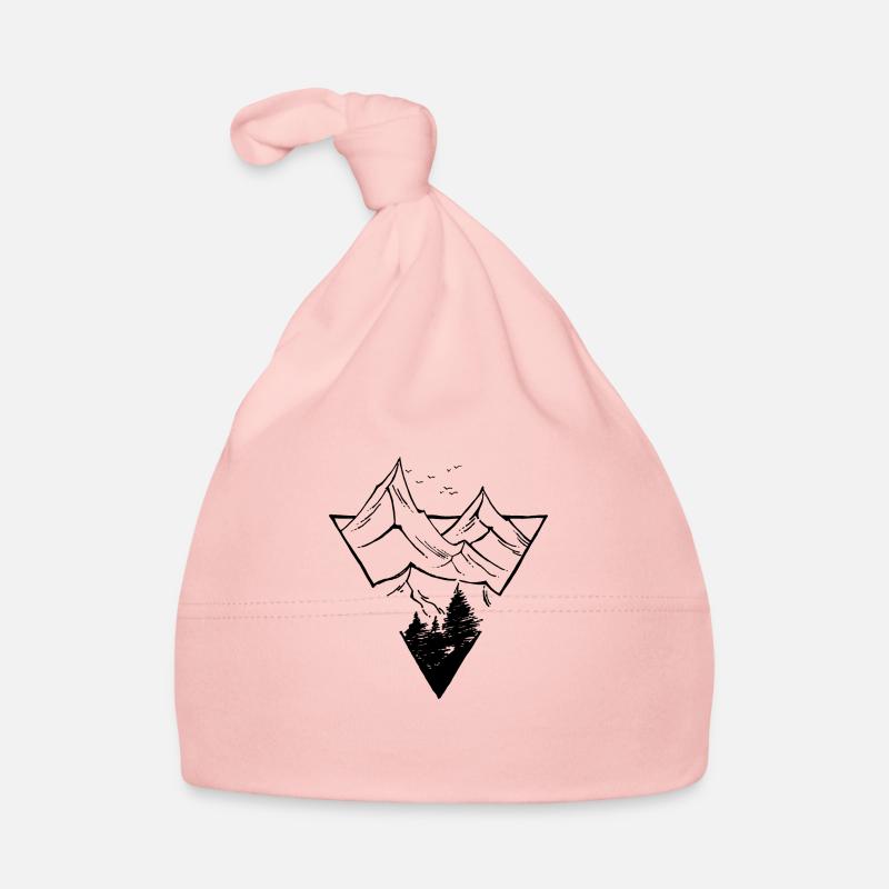 Triangle, montagnes et forêts - Bonnet bio Bébé - rose