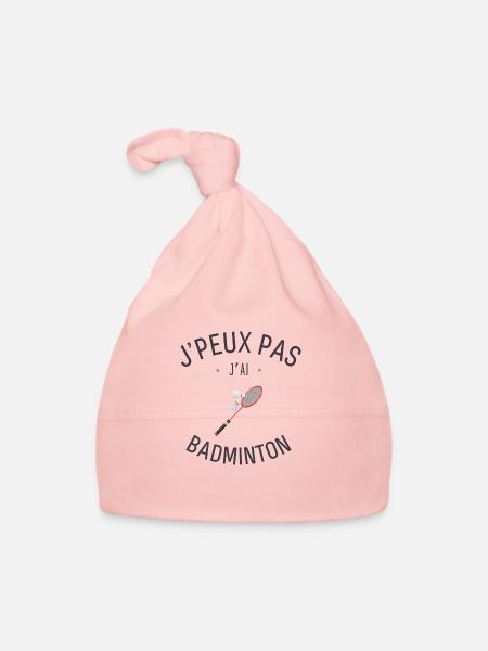 J'Peux pas j'ai Badminton - Bonnet bio Bébé - rose - Devant