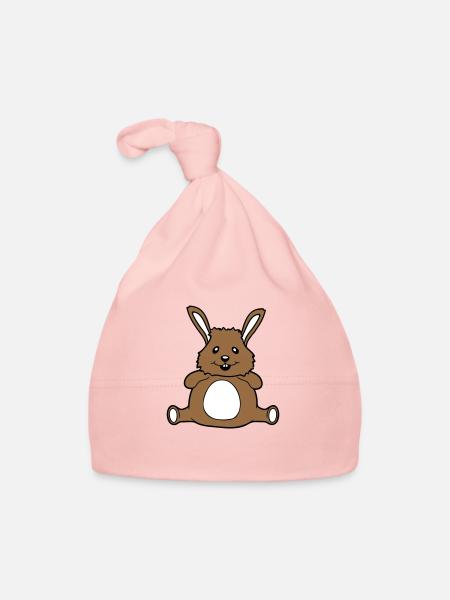 Lapin Potelé Gras Gras Rond En Surpoids Affamé - Bonnet bio Bébé - rose - Devant
