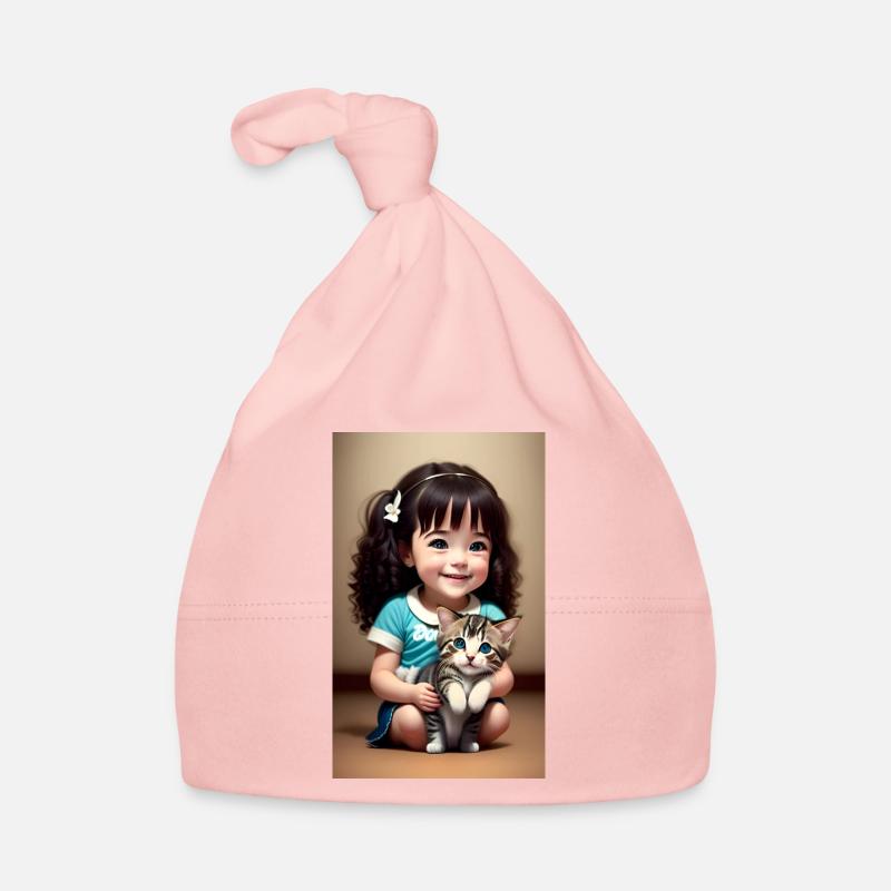 fille joyeuse avec chaton Bonnet bio Bébé