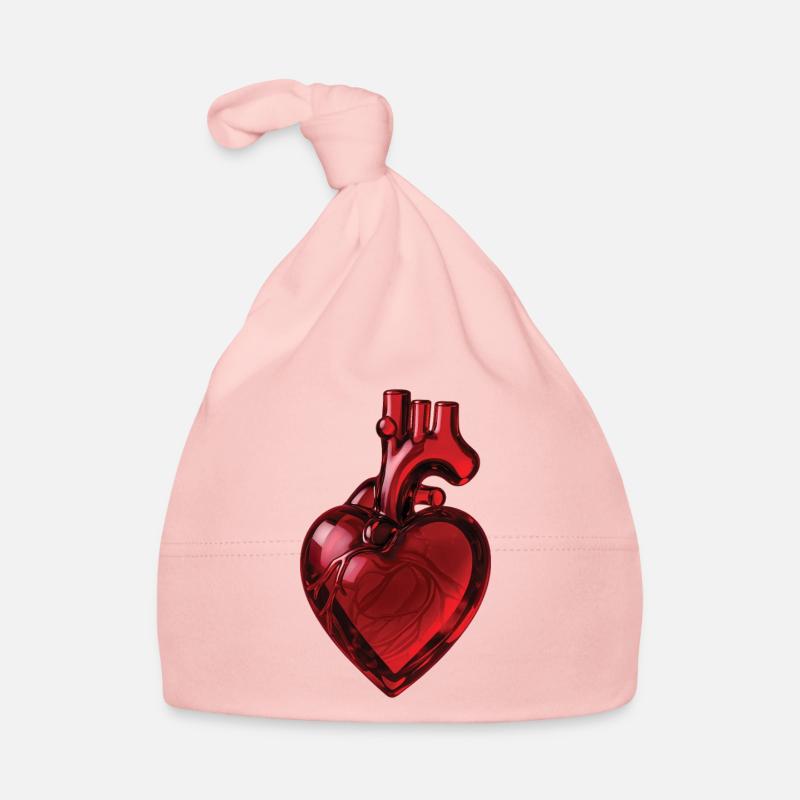 RUBY GLASS HEART - peace & love Organic Baby Cap