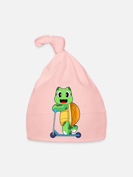 Scooter tortue - Bonnet bio Bébé - rose - Devant