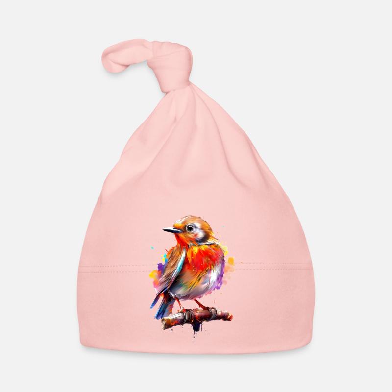 Bemaltes Rotkehlchen Baby Bio-Mütze