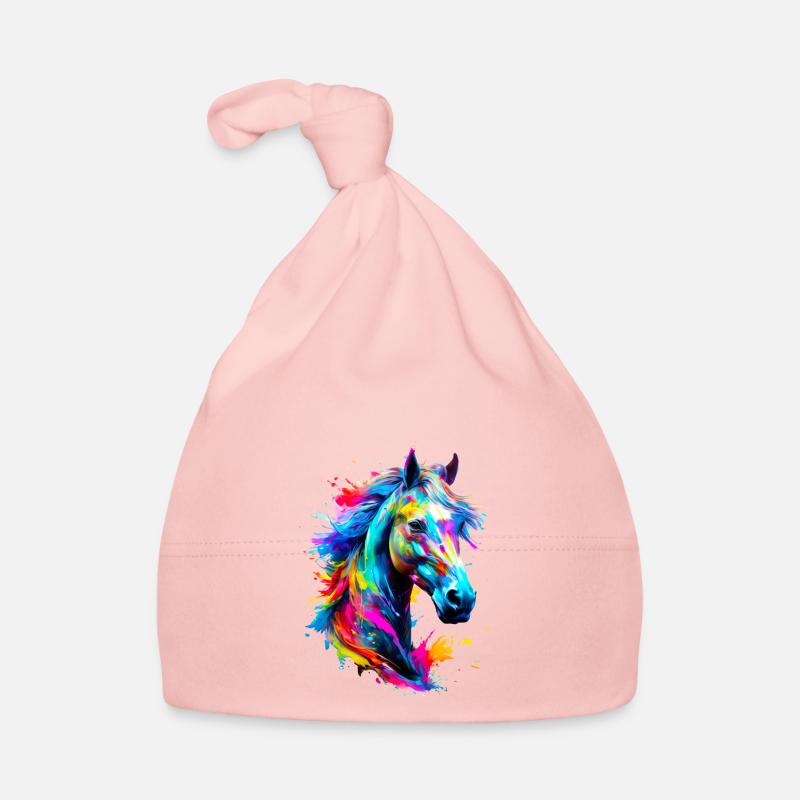 Cheval peint - Bonnet bio Bébé - rose