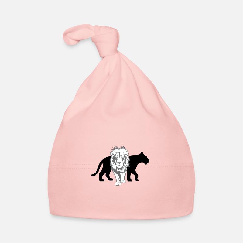 Lion avec silhouette de lionne Bonnet bio Bébé