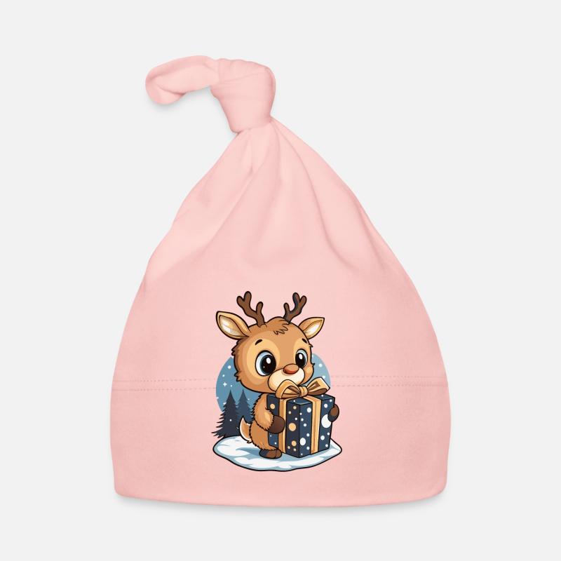 Cute deer unwrapping gift Organic Baby Cap