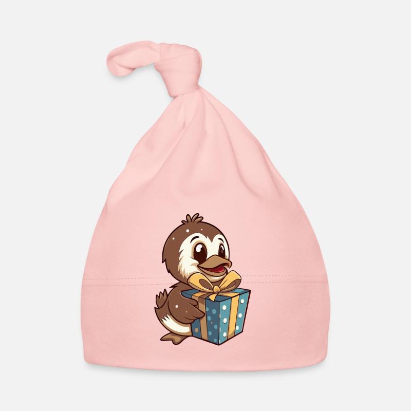 Cute duck unwraps gift Organic Baby Cap