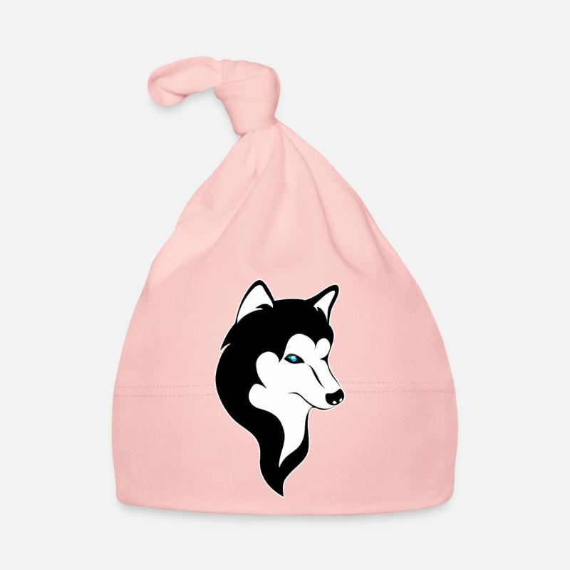 Husky Silhouette Blaue Augen  Baby Bio-Mütze