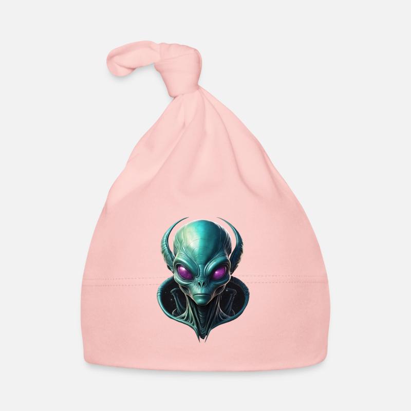 Tête d’extraterrestre avec collier de galaxie - Bonnet bio Bébé - rose