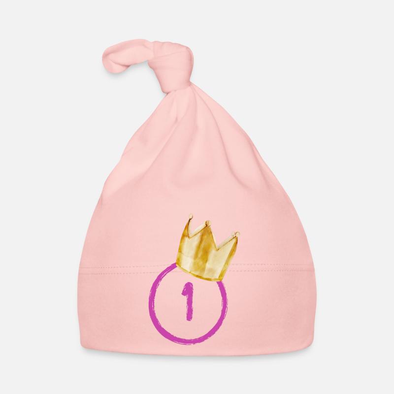 1er anniversaire | 1 couronne 👑 - Bonnet bio Bébé - rose