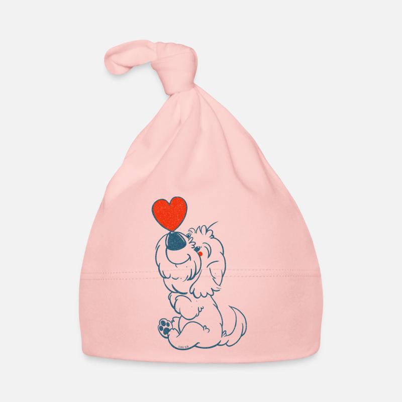 cockapoo Thor avec le cœur en dessin au trait bleu Bonnet bio Bébé