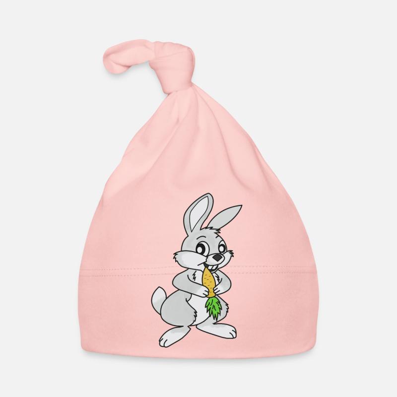 Lapin, Lapin gris, Lapin Blanc - Bonnet bio Bébé - rose