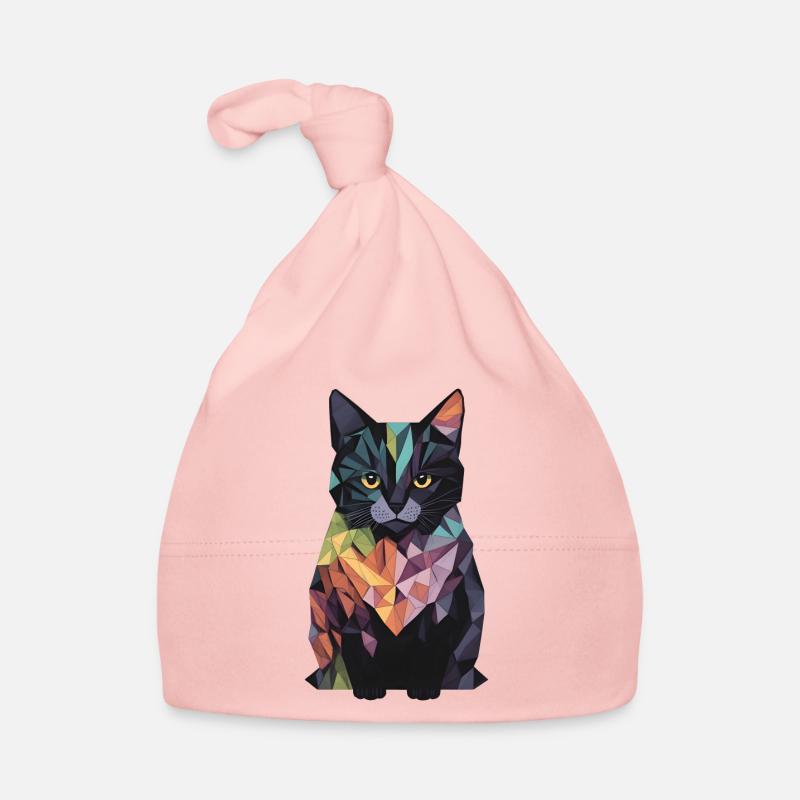Chat coloré abstrait - Bonnet bio Bébé - rose