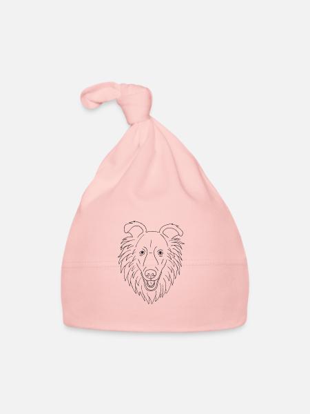 Collie Kopf - Baby Bio-Mütze - Rosa - Vorne