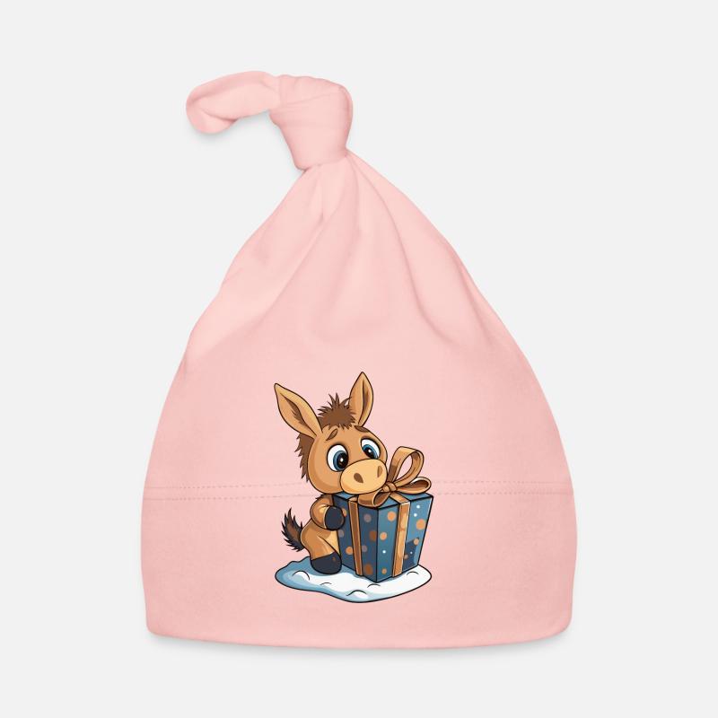 Cute donkey unwrapping gift Organic Baby Cap