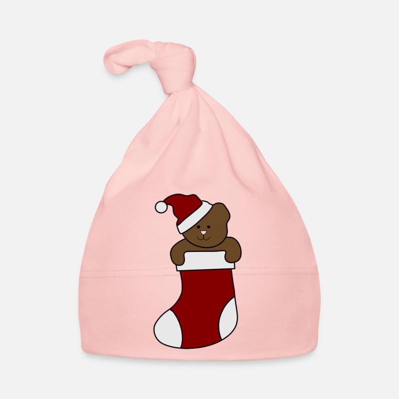 Teddy Sock Santa Hat Christmas Bear Organic Baby Cap