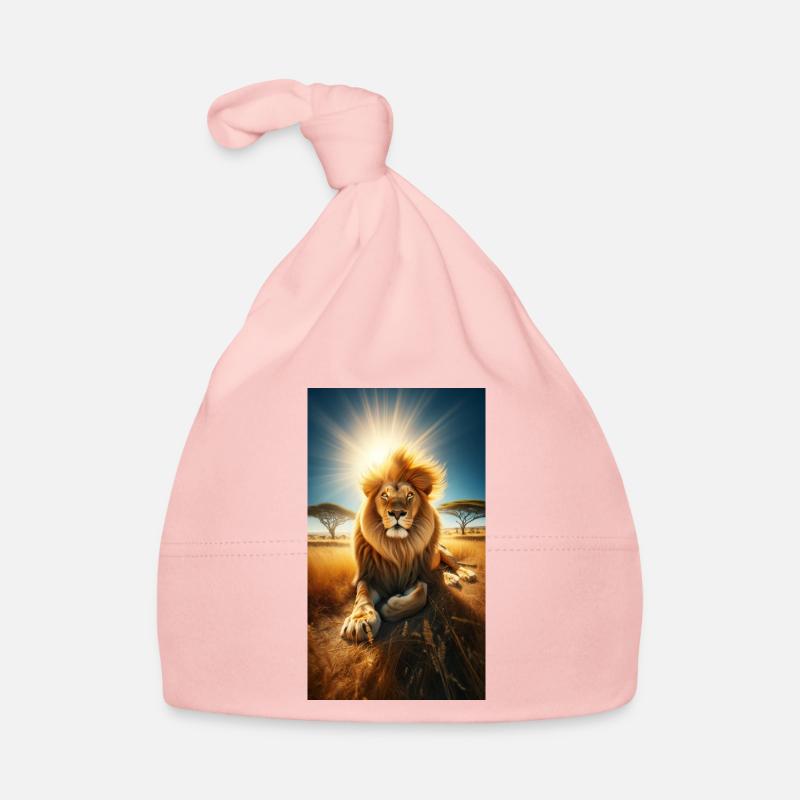 Lion sur la savane - Bonnet bio Bébé - rose