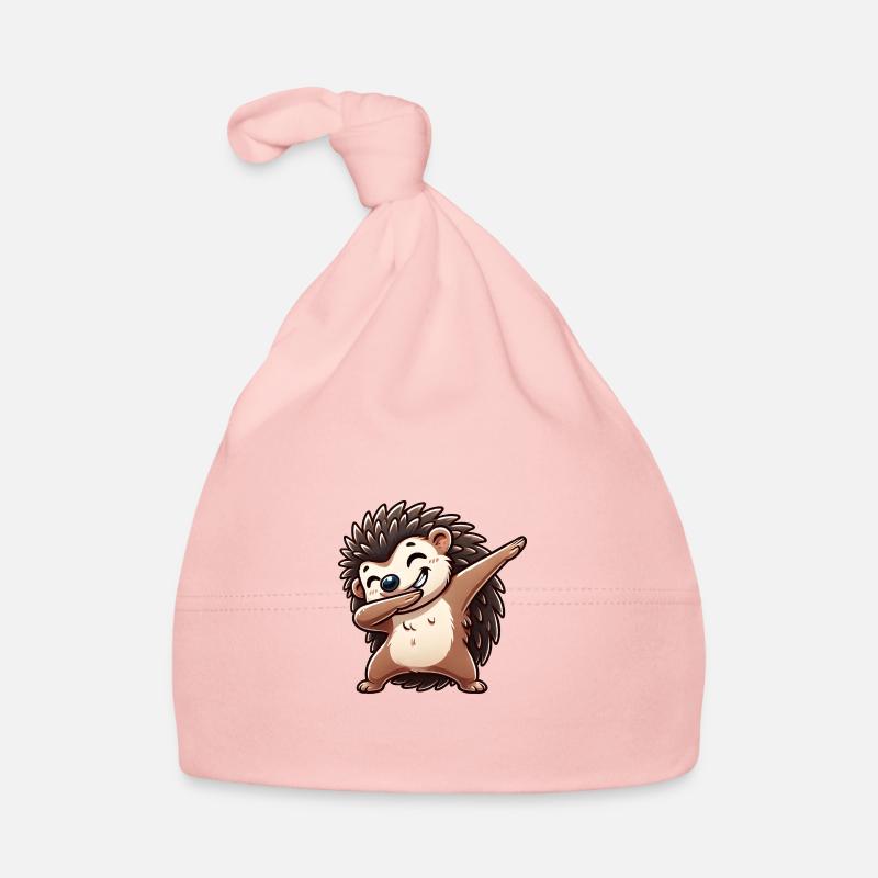 Cool hérisson dessin animé Dab Dabbing Danse - Bonnet bio Bébé - rose