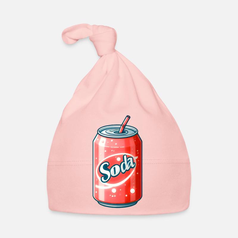 Soda Canette Pastel - Rafraîchissement en Couleurs - Bonnet bio Bébé - rose