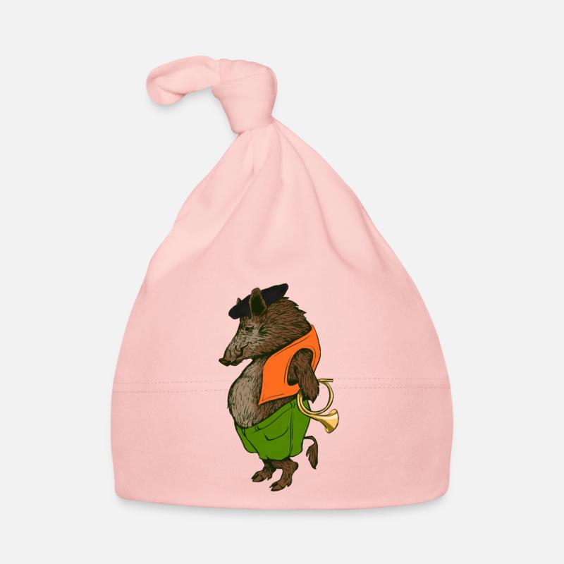 Sanglier le chasseur - Bonnet bio Bébé - rose