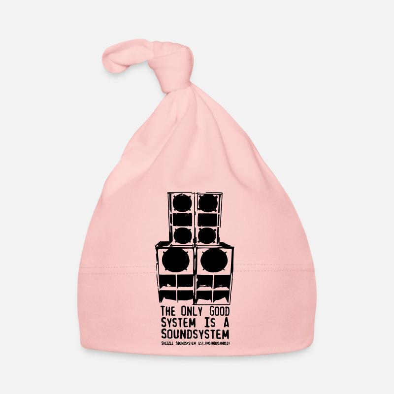 The only Good System is a Soundsystem new white Baby Bio-Mütze