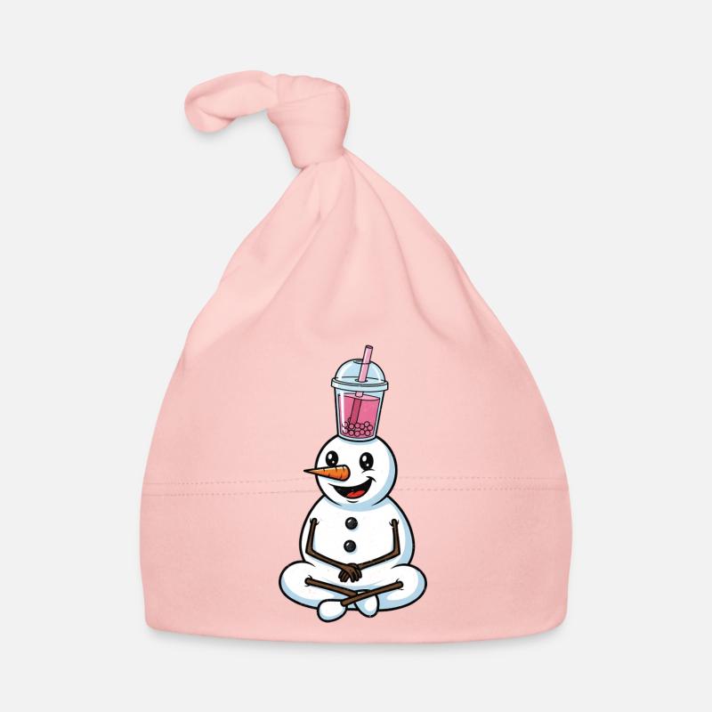 Schneemann mit Bubble Tea Baby Bio-Mütze
