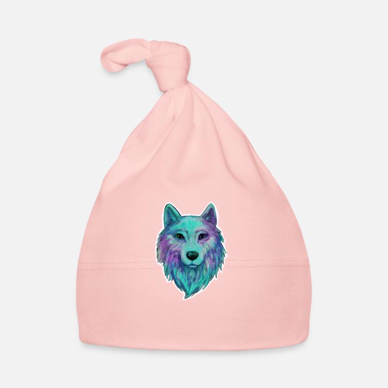 Wolf Kopf Wolfhead Zeichnung Kunst Illustration Baby Bio-Mütze