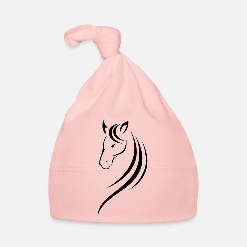 Tête de cheval - Bonnet bio Bébé - rose