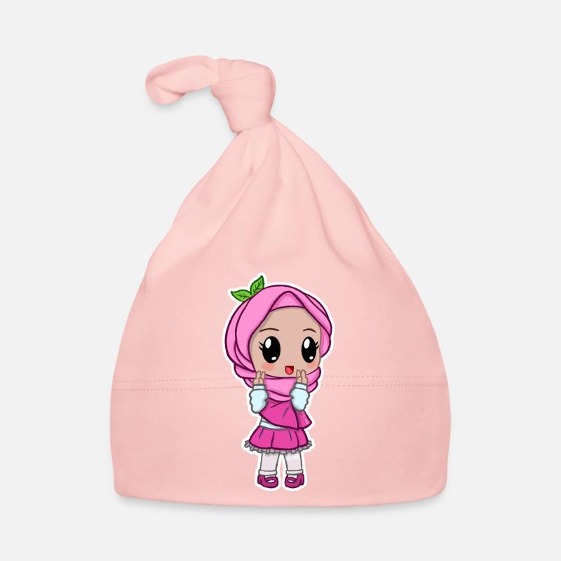 Fille mignonne dans le hijab rose Bonnet bio Bébé