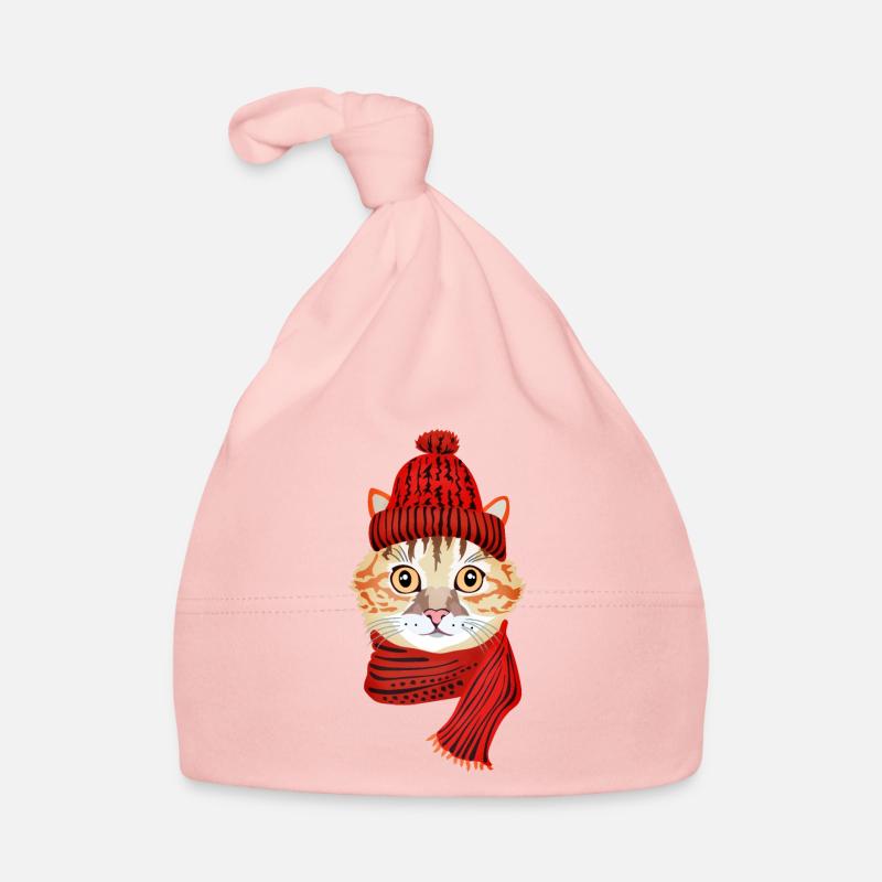 chat hiver - Bonnet bio Bébé - rose