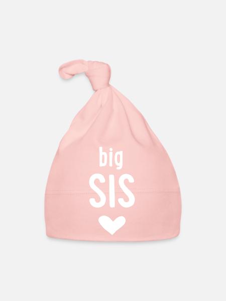 big sis - Organic Baby Cap - pink - Front