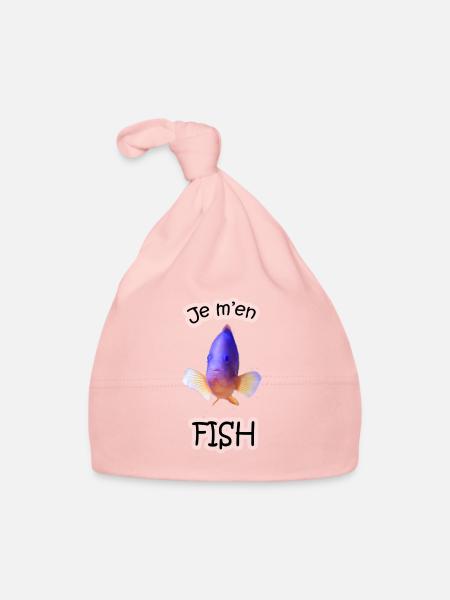 Je m'en Fish - Bonnet bio Bébé - rose - Devant