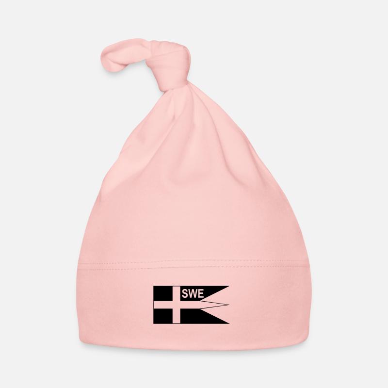 Drapeau naval suédois - Drapeau suédois à trois langues - Bonnet bio Bébé - rose